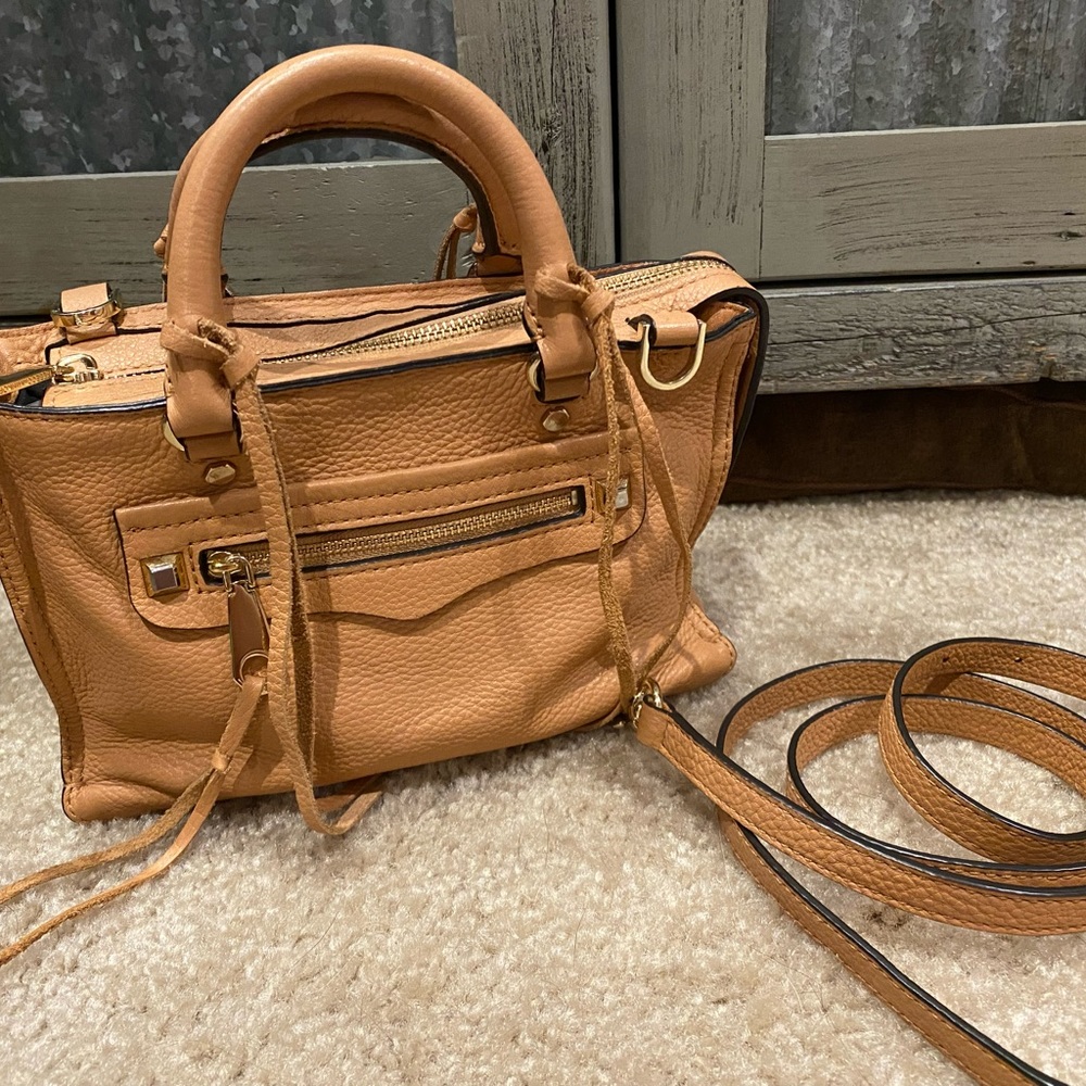 REBECCA MINKOFF Micro Regan Satchel Crossbody in BUTTER RUM